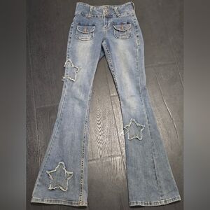 Hot Topic Light Blue Star Patch Flare Jeans